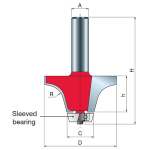 Roundover Bowl Router Bit D-50.8MM X H-25.4MM X H-73.6MM X C-19.1MM X R-12.7MM X A-1 2" 85-00150P