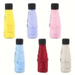 Solid Color MINI Folding Umbrella With Uv Protection Casual Lightweight Portable Durable Umbrella For Men & Women