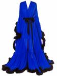 Molisa Womens Sexy Feather Bridal Robe Long Wedding Scarf Illusion Bathrobe Sleepwear Lingerie Robe Nightgown Royal Blue+black L