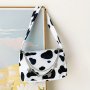 All Over Cow Pattern Baguette Bag Trendy Zipper Shoulder Wallet With Butterfly Decor Chain Strap