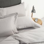 200 Thread Count Oxford Cotton Rich Percale Duvet Cover Set Light Grey - Super King 260X240CM