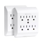 Etl Listed Cable Matters 2-PACK 6 Outlet Extender Wall Tap 15A 1875W Multi Plug Wall Outlet 6 Way Plug Power Adapter