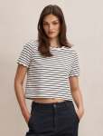 Dolly Stripe Scallop T-Shirt - XL Black white Strip