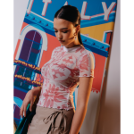 Mesh T-Shirt - Red Tile Print - M