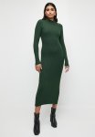 Edit Column Knitwear Dress With Button Detail - Bottle Green