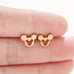 Stainless Steel Elegant Cartoon Mouse Stud Earrings For Women 18K Gold Plated Cute Mickey-inspired Design Fashionable Jewelry Ac