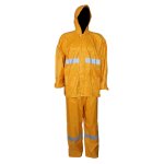 Pvc Rubberised Rain Suit Yellow With Reflective Tape