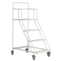 Steel 4 Step Mobile Safety Step Ladder - Mounty Rollstep - Light Grey