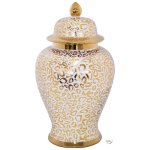 Gold And White Leopard Print Jar
