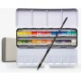 Handmade Watercolour Paint - Classic Set 24 Half Pans With Brush - In Metal Tin Within A Gift Box