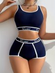 Women's 2-PIECE Sporty Tank Top And High-waisted Shorts Set Athletic Undergarment With 'sweet' Band Comfortable Stretch Fit For