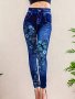 Butterfly & Floral Print Skinny Leggings Casual Every Day Stretchy Leggings Women's Clothing