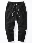 Men's Solid Barrel Pants With Pockets Casual Drawstring Cotton Trousers For Outdoor Activities Gift
