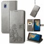 For Zte Blade A31 Lite Four-leaf Clasp Embossed Leather Case With Lanyard & Card Slot & Wallet & Holder Grey