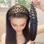 Elegant Fishbone Braid Headband Wide Anti-slip Hairband With Teeth Synthetic Hair Pieces Twisted Braids Handcrafted Volumizing T