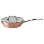 24CM Marble Coating Deep Frypan With Lid - Ebony Rose