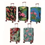Flamingo Print Stretch Luggage Cover - Durable Polyester Fits Most Suitcases Hand-washable - Red yellow