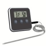 1PC Digital Grill Meat Thermometer With Big Lcd Screen Display Timer Clock Electric Cooking Oven Thermometer For Kitchen Outdoor