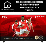 TCL C635 Edgeless Design 4K HDR10 Uhd LED Smart Google Tv - 75 Inch