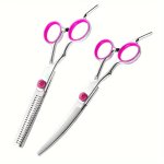 1PC 2PCS Pet Grooming Scissors Professional Hair Trimming Scissors Dog Hair Curved Cutting Tooth Scissors Dog Grooming Scissors