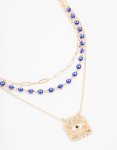 Goldair Gold Plated Triple Row Layered Evil Eye Necklace