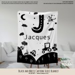 Fleece Blanket Black And White Cartoon