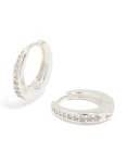 Silver Plated Cubic Zirconia Graduated Huggie Hoop Earrings