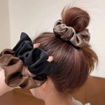 3PCS SET Solid Color Stain Intestine Hair Loops Elastic Hair Ties Hair Bun Makers Ponytail Holders Elegant Hair Styling Accessor