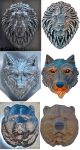Svitmolds Mold 2D Diy Plaque Head Animals Garden Decor Mold Concrete Mould Form Garden Figure D61+D88+D90