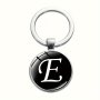 Luminous Alphabet Letter Keychain Alloy Base Glass 26 English Letters Pendant Metal Key Ring Creative Accessory