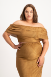 Laura Plisse Off-shoulder Top - Toffee - XL