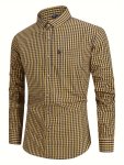 Men's Stylish Checkered Pattern Shirt Casual Breathable Lapel Button Up Long Sleeve Shirt Top For City Walk Street Hanging Outdo