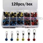 Fishing Line Sinker Slides Fishing Float Connector Rolling Swivels With Interlock Snaps Red yellow blue