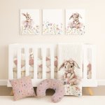 Bunny Cot Bedding Set Bunny Sitting In Wildflower Pink