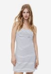 A-line Jersey Dress - White striped
