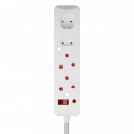 Switched 4 Way Surge Protected Multiplug 0.5M Braided Cord - White