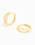 Goldair Gold Plated Sterling Silver Cubic Zirconia Double Hoop Earrings