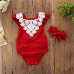 Red Lace Romper And Headband