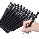 20PCS Black Matte Gel Ink Pen Set 0.5MM Extra Fine Point Ballpoint Pen Smooth Writing Super Dry Non-toxic Pocket Clip Design Bal
