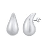 Apsvo Chunky 14K Gold Plated Hoop Earrings For Women Lightweight Waterdrop Hollow Open Hoops Hypoallergenic Dupes Earrings