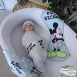 Wrap Set Swaddle Set Mickey Mouse Light Blue And Grey
