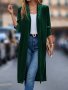 Solid Open Front Velvet Cardigan Vintage Long Sleeve Outwear For Fall & Winter Women's Clothing