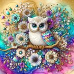 5D Diy Diamond Painting Kit With Round Acrylic Diamonds - Owl Full Drill Art Embroidery Cross Stitch Set For Home Wall Decor Fra