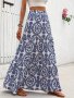 Spring/Summer/Autumn Women's Maxi Skirt With Full-Print Design - Relaxed Style Polyester Material Spandex Blend Slight Gathering Suitable For Casual Outings