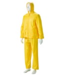Yellow Rubberized Rain Suits Hood Zip & Storm Flap