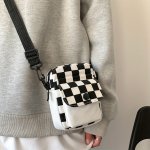 1PC Checkerboard Element Men's Multi-functional Flap Sling Bag Casual Bag MINI Square Bag For Daily Use