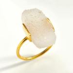 18CT Gold Druzy Quartz Gemstone Ring - 58 Druzy Quartz