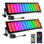 148W LED Stage Wash Light Bar 2 Pack: Rgbcw Color Mixing With IP66 Waterproof - App & Remote Control - Timing & Music Sync
