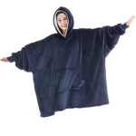 Fleece Wool Oversize Wearable Blanket Jacket With Hoodie & Kangaroo Pocket