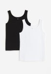 2-PACK Vest Tops - White black